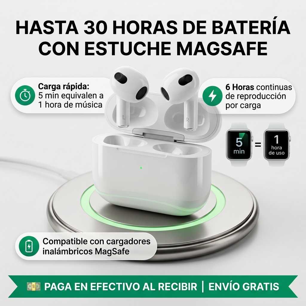 AirPods 3ra Gen™ - Auriculares Inalámbricos con Audio Espacial, Sensor de Fuerza y Estuche MagSafe