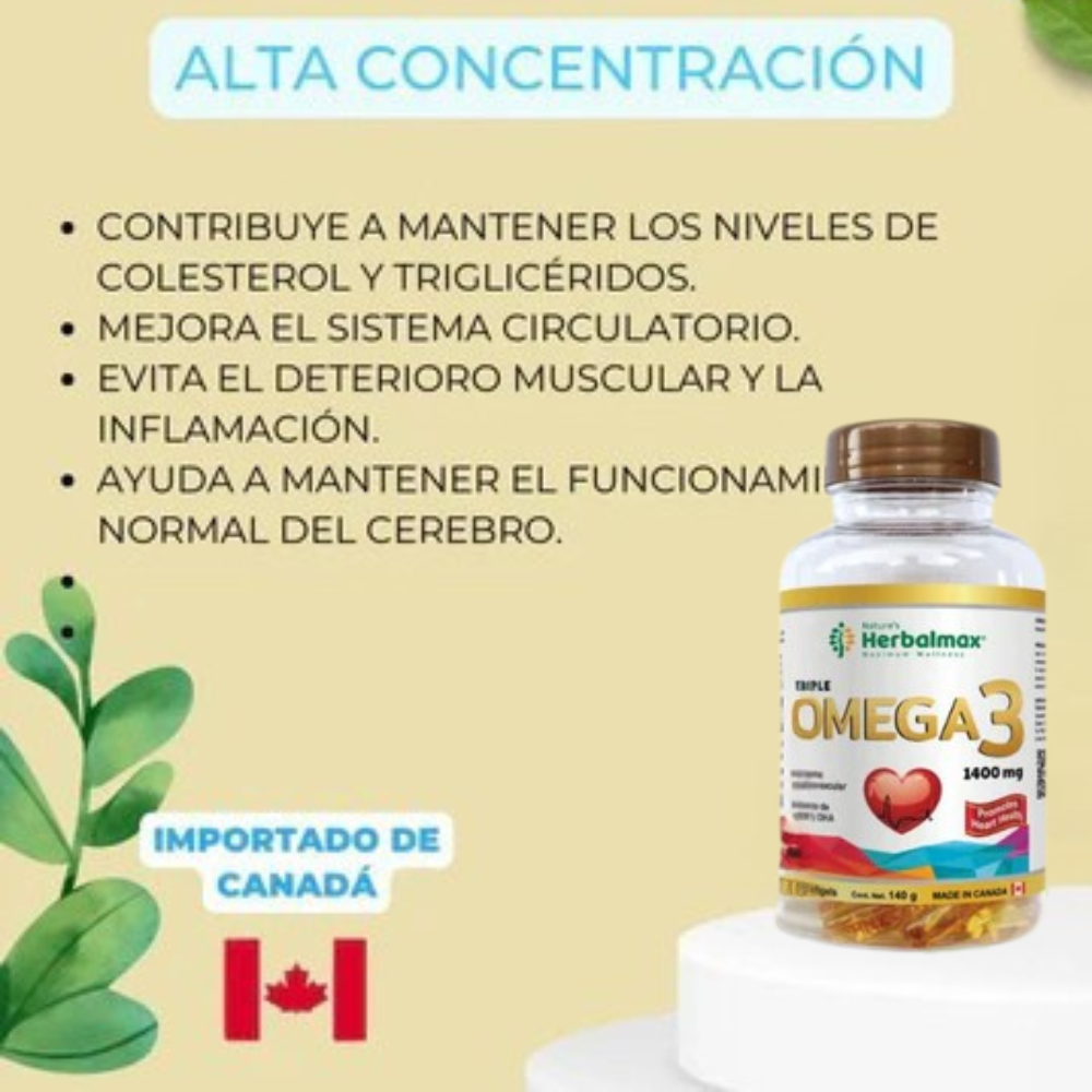 1 OMEGA 3 TRIPLE 1400mg 100 cápsulas 100% ORIGINAL