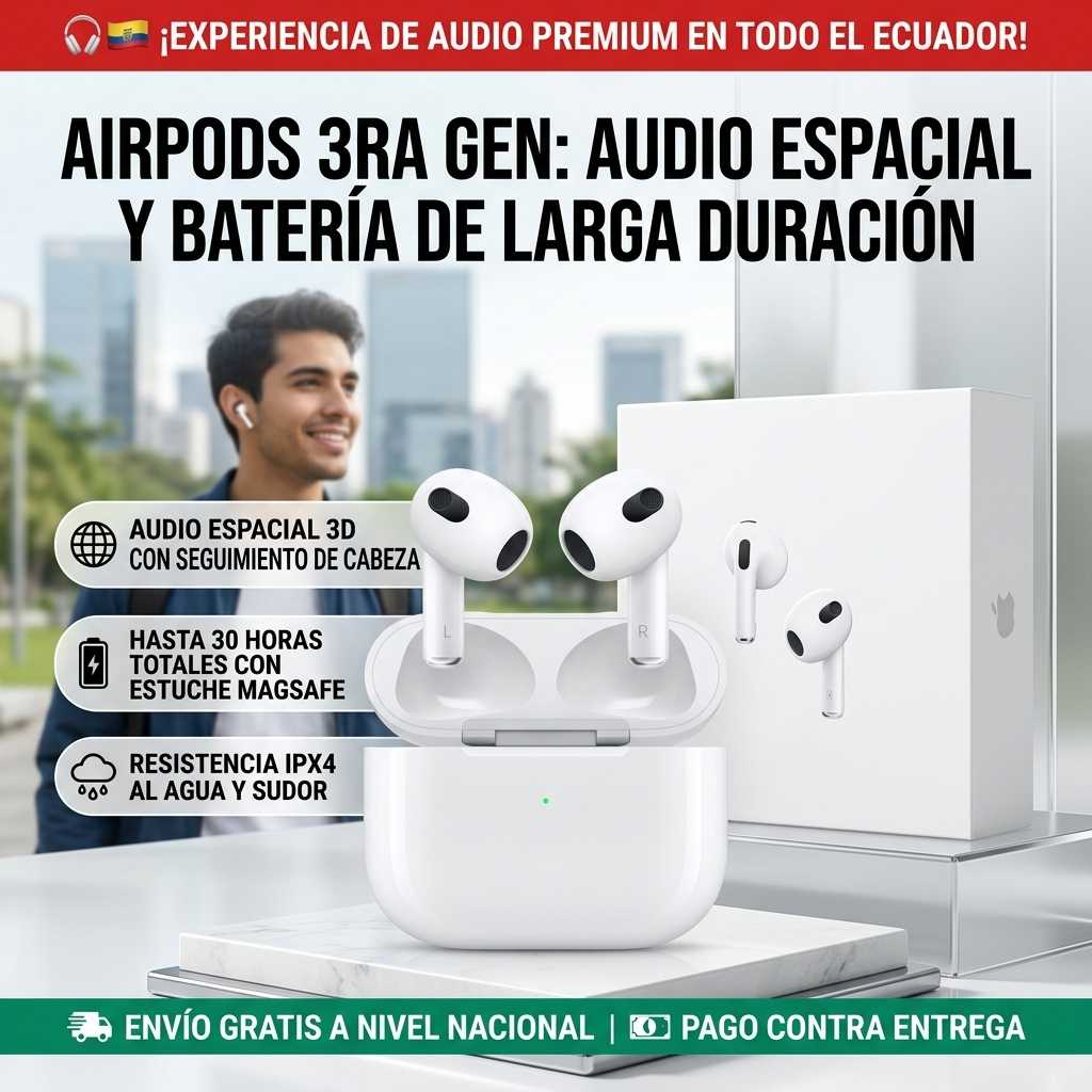 AirPods 3ra Gen™ - Auriculares Inalámbricos con Audio Espacial, Sensor de Fuerza y Estuche MagSafe