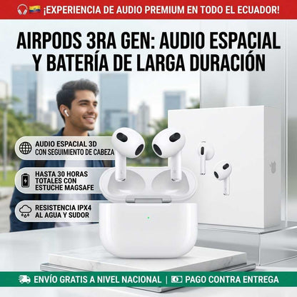 AirPods 3ra Gen™ - Auriculares Inalámbricos con Audio Espacial, Sensor de Fuerza y Estuche MagSafe
